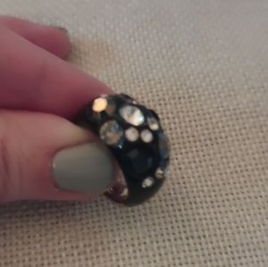 Lia Sophia black and crystal ring